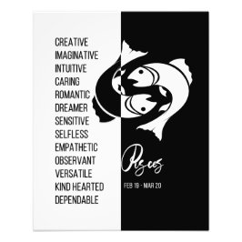 Vissen sterrenbeeld, zwart & wit Poster