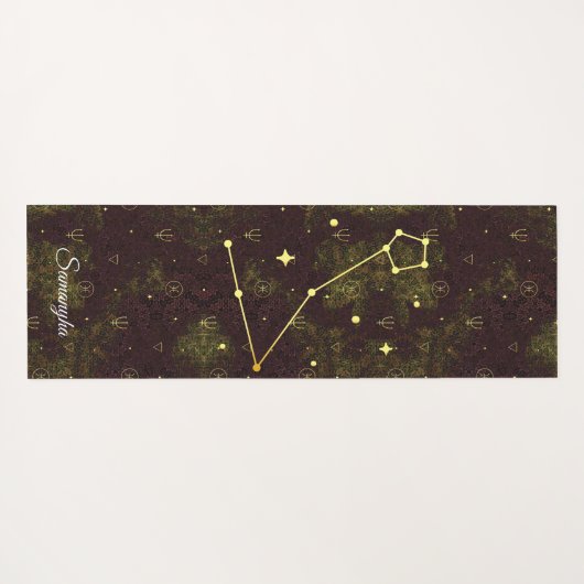 Vissen Teken Paarse Gouden Oosterse Bloem met Naam Yogamat (Achterkant (horizontaal))