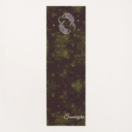 Vissen Teken Paarse Gouden Oosterse Bloem met Naam Yogamat