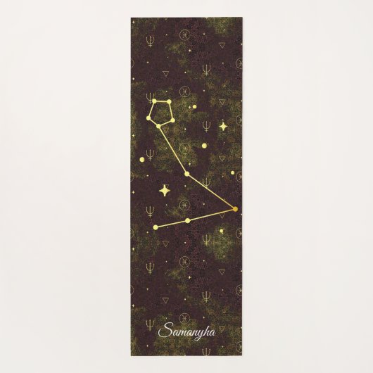 Vissen Teken Paarse Gouden Oosterse Bloem met Naam Yogamat (Achterkant)