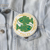 Vissen teken van de dierenriem op een ronde button 4,0 cm (In situ)