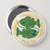 Vissen teken van de dierenriem op een ronde button 4,0 cm (Voorkant /achterkant)