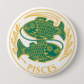 Vissen teken van de dierenriem op een ronde button 4,0 cm (Voorkant)