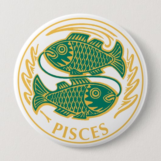 Vissen teken van de dierenriem op een ronde button 4,0 cm (Voorkant)