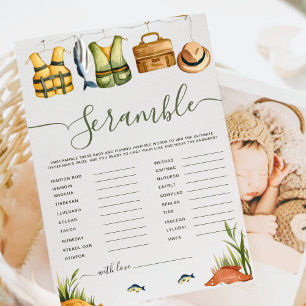 Vissen Thema Baby shower Unscramble Word spel