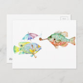 Vissen - Twee viskunst Afdrukken van schilderij va Briefkaart (Voorkant / Achterkant)