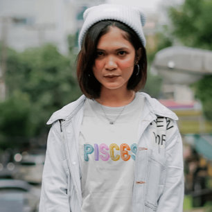 Vissen typografie trendy sterrenbeeld kleurrijk t-shirt