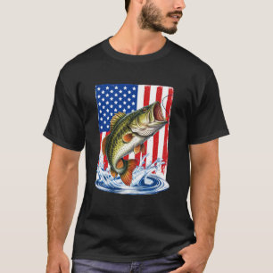 Vissen US Amerikaanse Vlag Baars Vis Visser Lang T-shirt