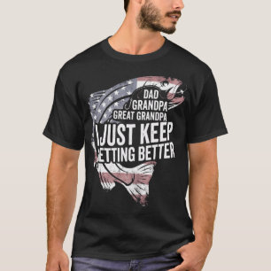 Vissen Vader Opa Patriottische Humor Quote T-shirt