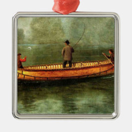 Vissen vanuit een kano (Vissers in een houten boot Metalen Ornament