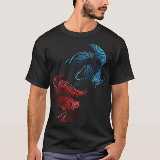 Vissen vechten tribale beta t-shirt (Voorkant)