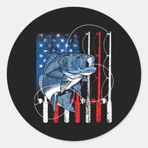 Vissen Vintage Amerikaanse Vlag Byss Visser Gesche Ronde Sticker