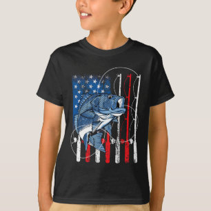 Vissen Vintage Amerikaanse Vlag Byss Visser Gesche T-shirt