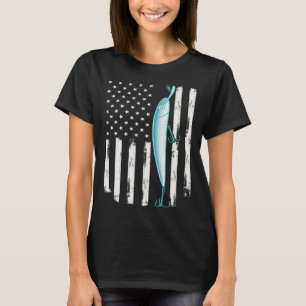 Vissen Vintage Amerikaanse Vlag Vissen T-shirt