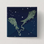 Vissen Vis Constellatie Zodiac Astrologie Vierkante Button 5,1 Cm (Voorkant)