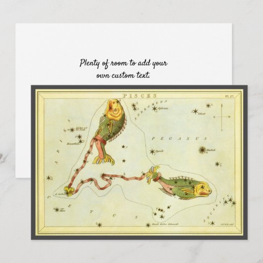 Vissen Vis,  sterrenbeeld Urania's Mirror Kaart (Voorkant / Achterkant)