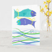 Vissen vis verjaardag kleurrijke vis kunst kaart (Gele Bloem)