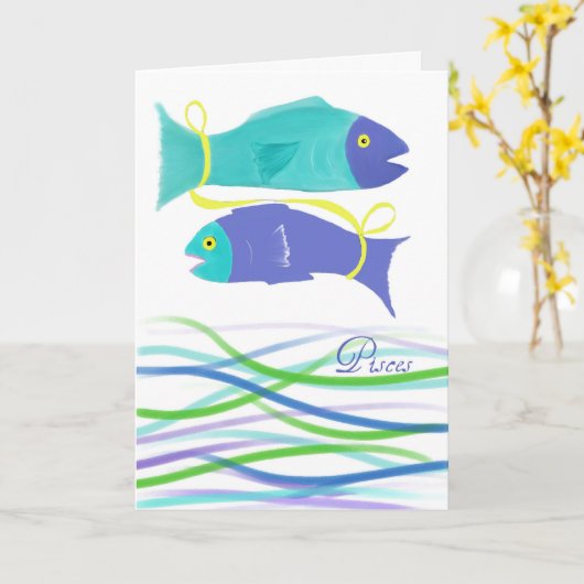 Vissen vis verjaardag kleurrijke vis kunst kaart (Gele Bloem)