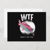 Vissen Visser Vis Liefhebbers Cadeau WTF Waar Is D Briefkaart (Voorkant / Achterkant)