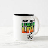 Vissen voor live-Mok Tweekleurige Koffiemok (Voorkant rechts)