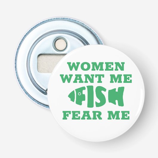 Vissen vrezen me button flesopener (Voorkant)