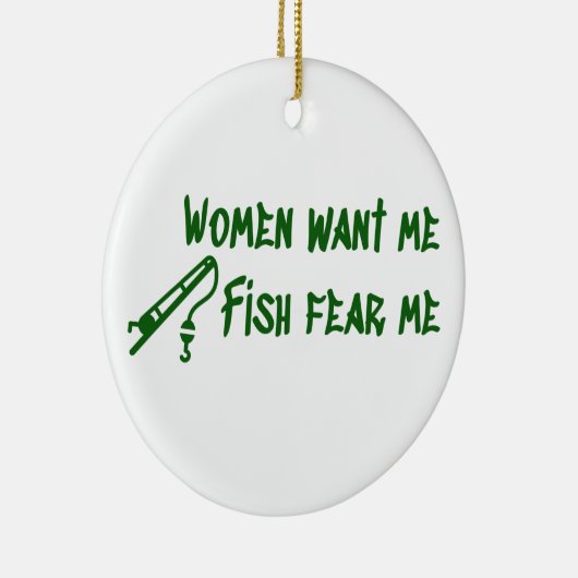 Vissen vrezen me, Vist Fisher Keramisch Ornament (Rechts)