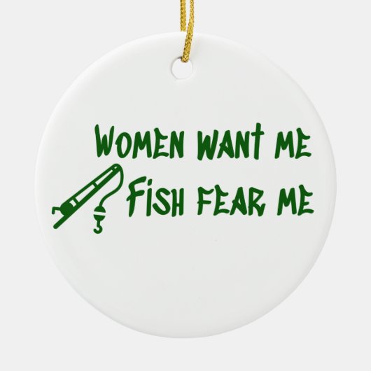 Vissen vrezen me, Vist Fisher Keramisch Ornament (Voorkant)