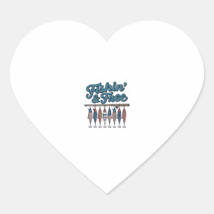 Vissen & Vrij Patriottische Vislokker Retro Hart Sticker
