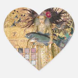 Vissen Vrouw Gothic Classic Hart Sticker