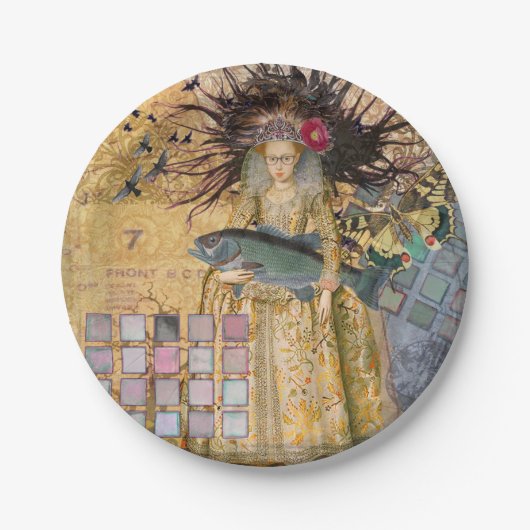  Vissen Vrouw Gothic Classic Papieren Bordje (Voorkant)