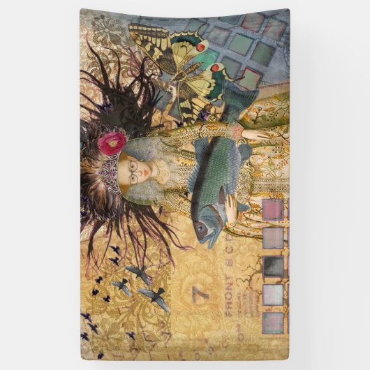  Vissen Vrouw Gothic Classic Spandoek (Verticaal)