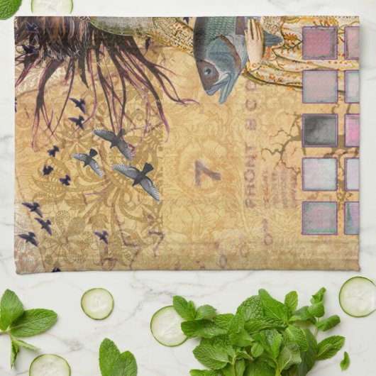  Vissen Vrouw Gothic Classic Theedoek (Gevouwen)