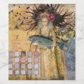  Vissen Vrouw Gothic Classic Wijn Etiket (Enkel label)