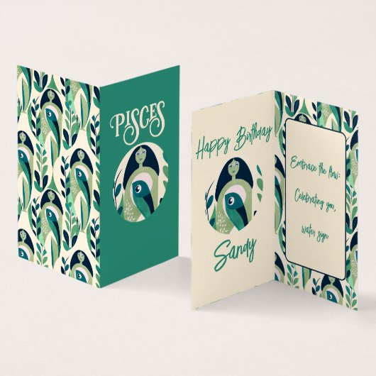 Vissen vrouw kaart (Binnen en buitenkant)