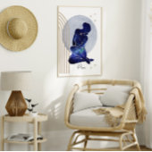 Vissen Vrouwelijk Blauw Goud Zodiac Design Poster
