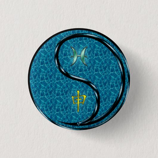 Vissen & Water Aap Ronde Button 3,2 Cm (Voorkant)