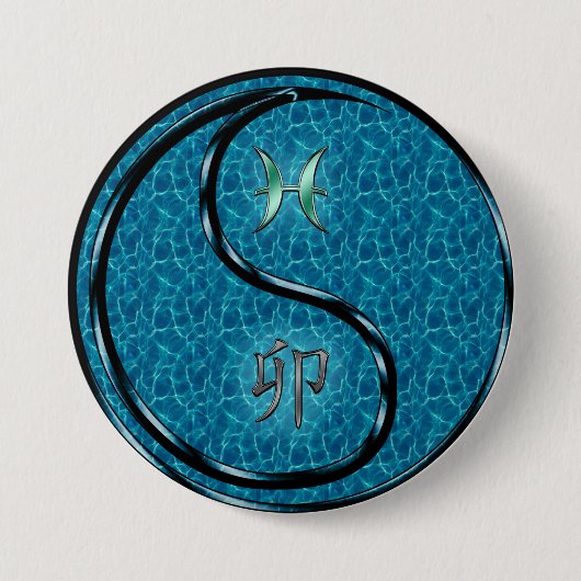 Vissen & Water Konijn Ronde Button 7,6 Cm (Voorkant)