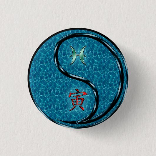 Vissen & Water Tijger Ronde Button 3,2 Cm (Voorkant)