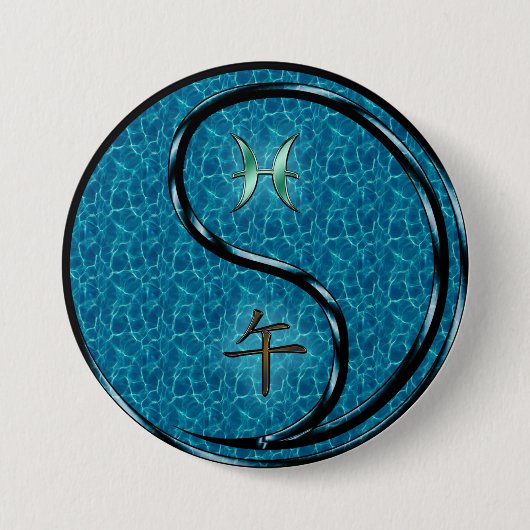 Vissen & Waterpaard Ronde Button 7,6 Cm (Voorkant)