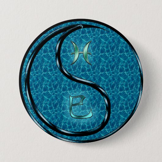 Vissen & Waterslang Ronde Button 7,6 Cm (Voorkant)