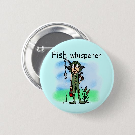 Vissen Whisperer Ronde Button 5,7 Cm (Voorkant /achterkant)