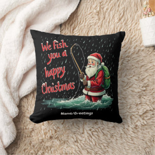 Vissen Wij Jou een Gelukkig Kerstfeest Plezierig Kussen