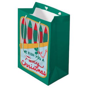 Vissen Wij Jou Prettig Kerstmis Grappige Feestdage Medium Cadeauzakje