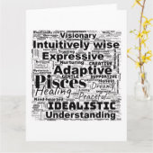 Vissen Word Cloud Zodiac Inspiratie Kaart (Gele Bloem)