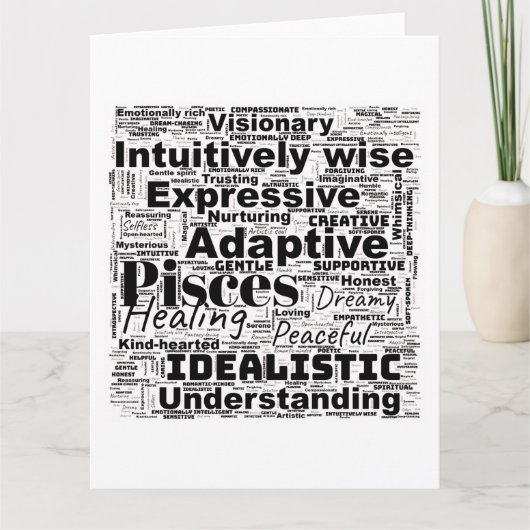 Vissen Word Cloud Zodiac Inspiratie Kaart (Voorkant)