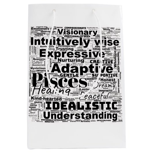 Vissen Word Cloud Zodiac Inspiratie Medium Cadeauzakje (Voorkant)