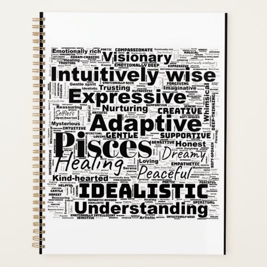 Vissen Word Cloud Zodiac Inspiratie Planner (Voorkant)