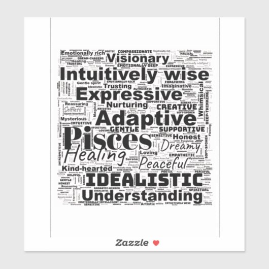 Vissen Word Cloud Zodiac Inspiratie Sticker (Vel)