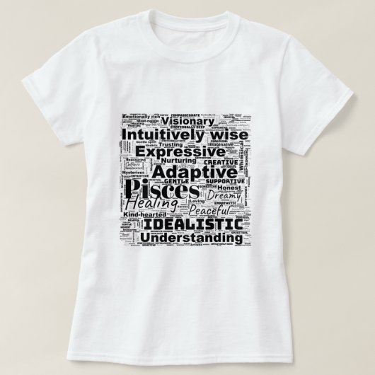 Vissen Word Cloud Zodiac Inspiratie T-shirt (Design voorkant)