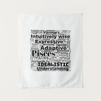 Vissen Word Cloud Zodiac Inspiratie Tapestry Wandkleed